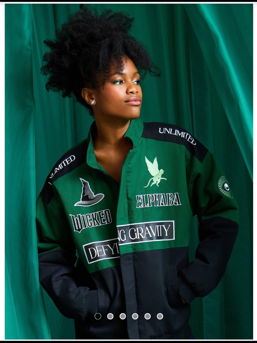 Unlimited Green & Black Graphic Bomber Jacket